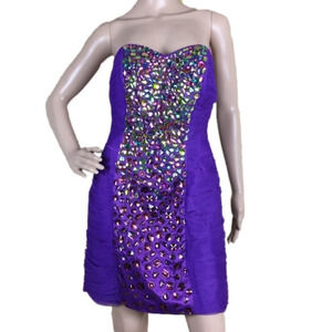 ALYCE PARIS Purple Strapless Beaded Prom Dress Size 8